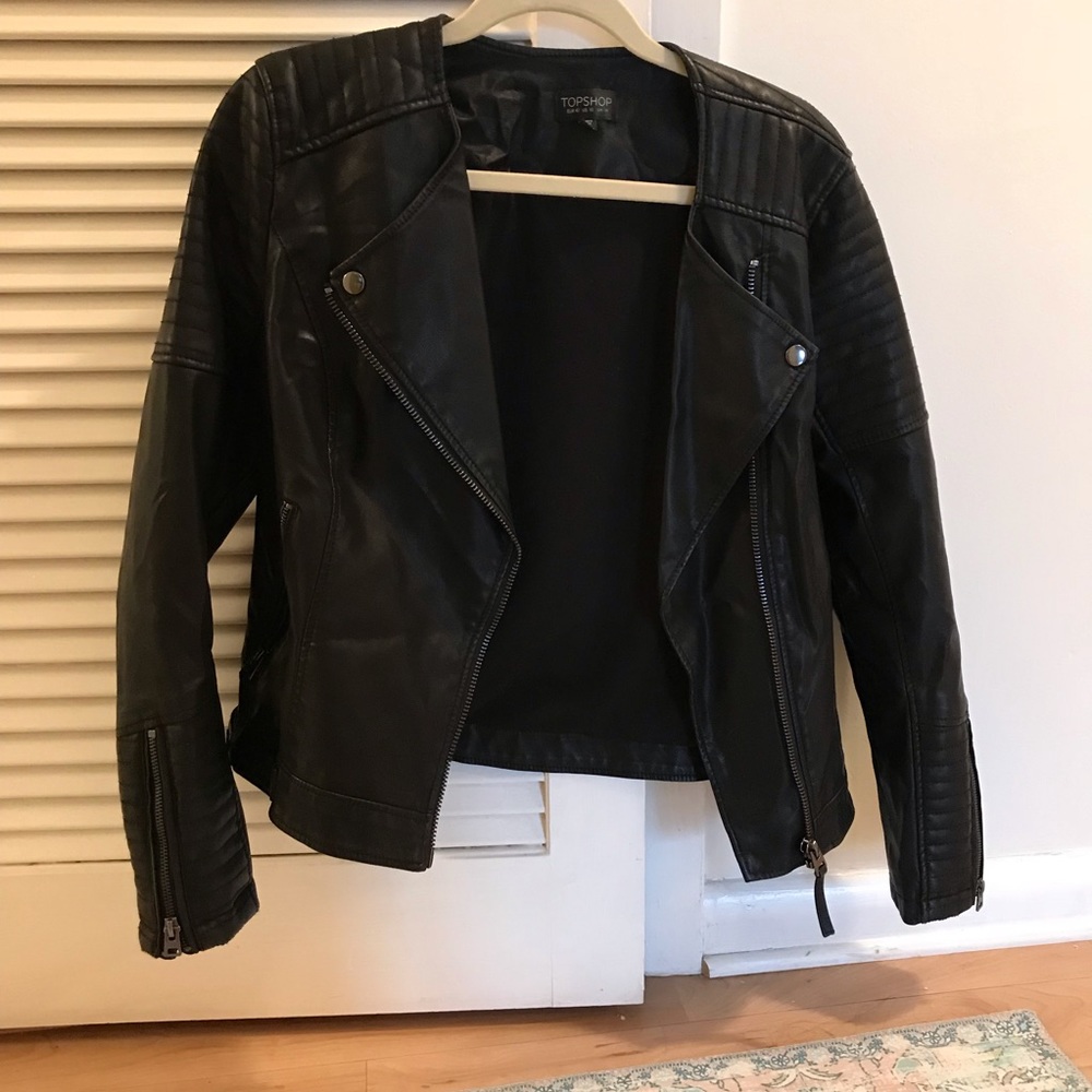 Topshop Faux Leather Moto Jacket